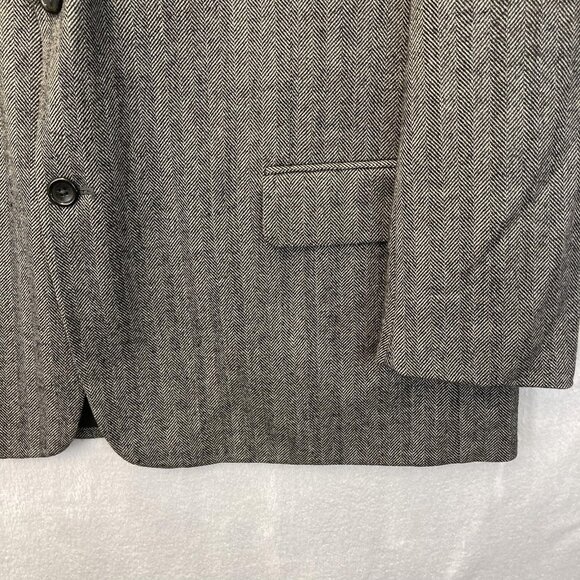 Botany 500 Herringbone 100% Lambswool Blazer Mens 48R Gray Sport Coat Jacket - Picture 4 of 16
